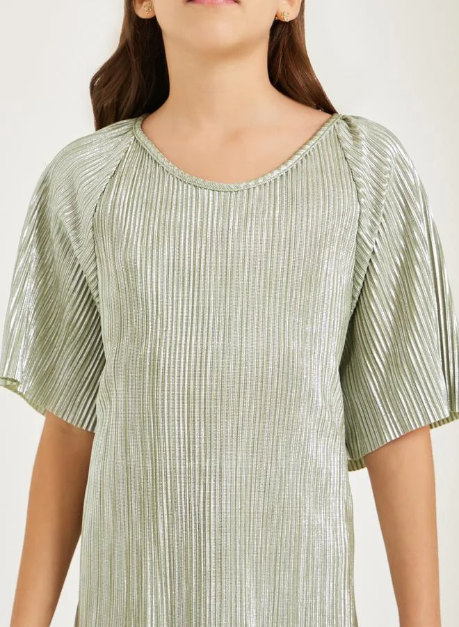 Styli Teen Girls Drop Waist Plisse Dress